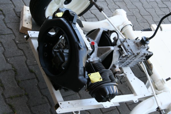 2CV engine and transmission attachment at frame